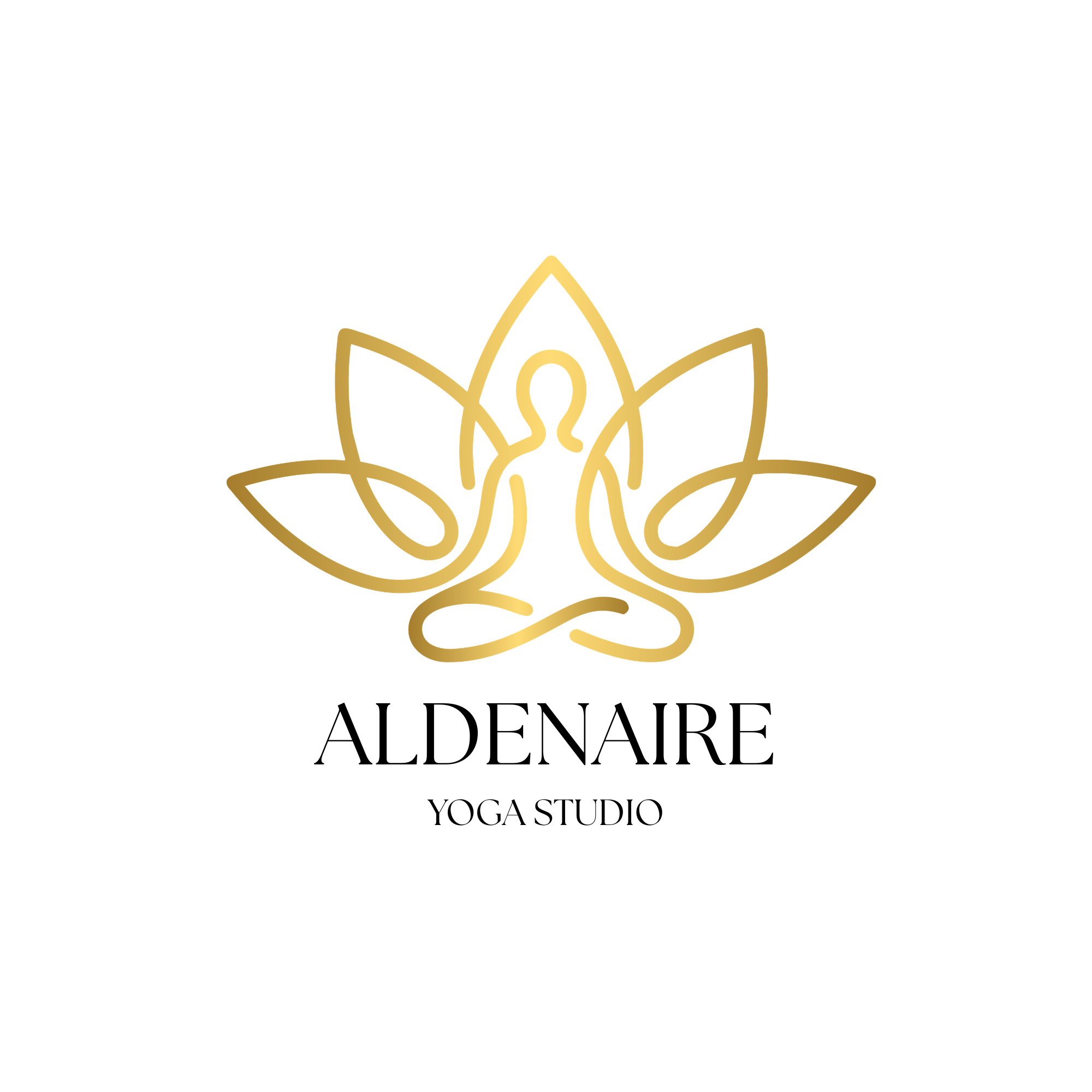 gold white minimalist yoga logo